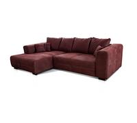 Cavadore Sofá Esquinero Mavericco/Sofá Esquinero XXL In ojines de Respaldo y Cojines Decorativos/Chaise Longue Izquierda/Estilo Industrial / 285 x 69 x 170 (AnxAlxPr) / Microfibra Roja