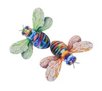 CAXUSD 2piezas Colgantes De Abeja Decorativa De Metal Arte De Pared De Abeja Colorida Decoración De Jardín Para Paredes Exteriores