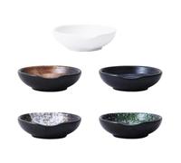 CAXUSD 5 Platos de Cerámica Redondos Estilo Japonés para Condimentos y Salsas, Fáciles de Transportar y Almacenar, Ideales para Hoteles y Tiendas de Comida Color Color Aleatorio