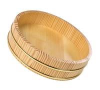 CAXUSD Cubo de Sushi Japonés de Madera Khaki Borde Dorado, Ligero y Compacto, Contenedor Redondo para Arroz y Sashimi en Cocina Japonesa