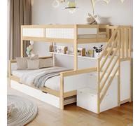 Cayipng Cama Infantil 90 x 200,litera muñecas 120 x 200,Cama Alta,litera Infantil,Matrimonio,Cama para niños,diseñada con Tres Posiciones de Cama,con Armario,Escalera de Esquina