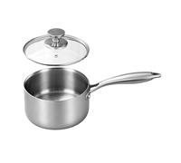 Cazo Acero Inoxidable,Utensilio De Cocina Acero Inoxidable Con Mango De 16 Centímetros,Cazo Pequeño Con Tapa Incluida | Para Camping Picnic Jardín Patio Exterior Aire Libre Restaurante Cocina Hogar