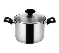 Cazuela Alta Inducción 24 cm, 6,8 L, Acero Inoxidable 18/10, Tapa de Cristal