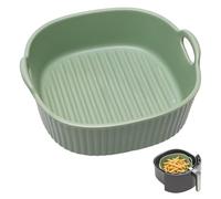 Cazuela de cerámica de 7 pulgadas para freidora de aire caliente, molde para lasaña, molde redondo esmaltado colorido para lasaña, patatas fritas, sopa (verde)