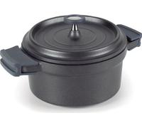 Cazuela redonda esmaltada para cocinar, de hierro fundido, 24 cm, color negro, marca Lacor, modelo 25925
