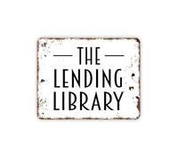 CBQZCHWDKT Little Library Style Sign Metal Tin Farmhouse Wall Decor for Yard Garden Porch Welcoming Neighborhood Gift Idea 8 X 12 inch