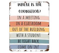 CBQZCHWDKT Retro Counseling Office Sign Metal Tin Plaque Vintage Style Where is The Counselor Door Wall Decor for Professional Room 8 X 12 in