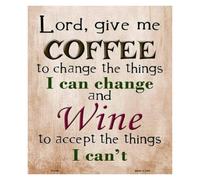 CBQZCHWDKT Vintage Coffee Wine Prayer Metal Sign Lord Give Me Coffee To Change The Things I Can And Wine For The Rest Nostalgic Cabin Wall Decor Funny Kitchen Bar Tin Sign 8 X 12 inch