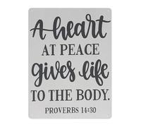 CBQZCHWDKT Vintage Metal Tin Sign Quote Proverbs 14 30 Heart Peace Life Inspirational Religious Wall Decor for Living Room Bedroom 8 X 12 Inch