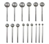 CBRIGHT Broca de diamante en forma de bola, 15 piezas 36 # rebabas recubiertas juego de herramientas de diamante de vástago de 1/8 pulgadas para la mayoría de las amoladoras de herramientas rotativas