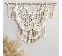 CBXSF Gran Pared Colgante Macramé Decoración de Paredes Bohemias Tapiz de Macramé Encima de la Cabecera Tapices Tejidostelón de Cortina de Boda de macramé,110cm (Anchura) X 85cm (Longitud)