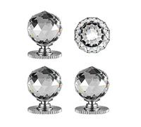 CcHhyyt 4 Pomos Autoadhesivos de Cristal Para Gabinete Perilla de Repuesto de 40 mm de Diámetro con adhesivo para Armario Espejo Armario Ventana Cajón de puerta corrediza (Plateado claro de luna)