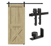 CCJH 8FT/2.43M Herraje para Puerta Corredera Kit de Accesorios para Puertas Correderas, Contiene Guía de suelo ajustable