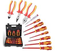 CCLIFE 11 piezas Destornilladores Aislados VDE, Juego Alicates Electricista, Buscapolos Electricista 1000V y Destornilladores Phillips y Destornillador Plano