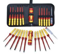 CCLIFE 13 piezas Destornilladores Aislados VDE, Juego de Destornilladores Aislados Intercambiables con Buscapolos Electricista 1000V y Destornilladores Phillips y Destornillador Plano Conformarse GS