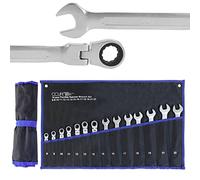 CCLIFE 14 piezas Juego de Llave Trinquete Articuladas Llaves Combinadas Flexible Llaves Fijas con Carraca 8-22 mm, Cr-V, 72 dientes