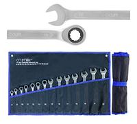 CCLIFE 14 piezas Juego de Llave Trinquete Llaves Combinadas Llave Fija Carraca 8-22 mm, Cr-V, 72 dientes