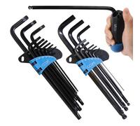 CCLIFE 18 Piezas Juego de Llaves Allen Profesionales Torx con Mango Llaves Hexagonales con Extremo en Forma de Bola 1,5mm-10mm T10-T50 Cr-V Negro