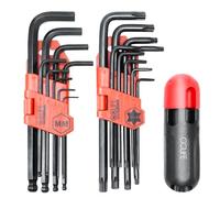 CCLIFE 18 Piezas Juego de Llaves Allen Profesionales Torx con Mango Llaves Hexagonales con Extremo en Forma de Bola 1,5mm-10mm T10-T50 Cr-V Negro