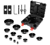 CCLIFE 19 Piezas Coronas Perforadoras Ø19mm-152mm, Juego Sierras Corona con Profundidad de Corte de 25mm Para Madera, Plástico y Paneles de Yeso, Incluye Caja de Almacenamiento