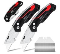 CCLIFE 2 Piezas Cutter Profesional Plegable Multiusos, Cutter Portátil con 10 Cuchillas Adicionales, Clip para Cinturón y Diseño de Bloqueo de Seguridad