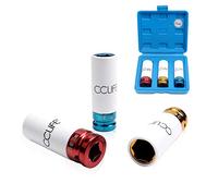 CCLIFE 3 piezas Juego de Vasos de Impacto con protectores para llantas de aluminio Vasos Ruedas Coche 17 19 21 mm Cr-Mo