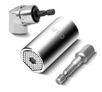CCLIFE 3pcs Universal Llave de Vaso 7-19mm Juego de llaves de vaso universales 105° Taladro en ángulo recto 3/8"llaves de vaso hexagonal