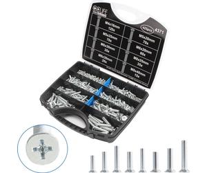 CCLIFE 425tlg: Juego de tornillos, tornillos para madera con cabeza avellanada DIN 965, acero galvanizado, con cabeza plana, tamaños M4, M5, M6, M8