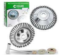CCLIFE Cepillo para Desbrozadora, Juego de 2 Unidades, 200 x 25,4 mm, Cepillo Metálico Rotativo para Malezas y Limpieza de Musgo, Compatible con Cortacéspedes y Desbrozadoras