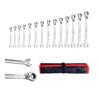 CCLIFE Juego de 14 llaves de carraca conmutables, llaves de trinquete de 6 a 22 mm, Cr-V 72 dientes, juego de herramientas para reparación de coche, incluye funda