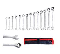 CCLIFE Juego de 14 llaves de carraca, llave de carraca de carraca de 6-22 mm, Cr-V 72 dientes, juego de herramientas para reparación de coche, incluye funda