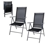 CCLIFE Juego sillas Plegables para jardín, terraza, Patio, Playa,Impermeables y Resistentes al Sol, Color:Dark Gray, Tamaño:2pz-Set