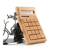 CCYLEZ Calculadora Solar Funcional, Botón y Pantalla Grandes, Fuente de Alimentación Dual, Calculadora de Escritorio de bambú Duradera Portátil para la Escuela de la Oficina en el Hogar,