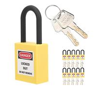 CCYLEZ Juego de Cerraduras de Bloqueo de 38 Mm con 10 Candados de Seguridad de Alta Resistencia para Aplicaciones Industriales - Material Duradero de Nailon PA (YELLOW)