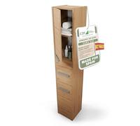 CDF Armario de Baño Alto Columna Mueble Baño Estrecho - Ancho: 30 cm Roble Artisan 30x30x170 cm Ahorro de Espacio, para Guardar Cosméticos y Productos de Limpieza, para Espacios Pequeños