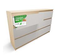 CDF Cómoda 6 Cajones Cajonera Dormitorios Comoda Moderna de Dormitorio Sinfonier Cómoda de Noche Armario de Almacenamiento, Mueble para Ropa Placa laminada 16 mm Cachemira Roble Artisan 30x120x75 cm