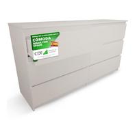 CDF Cómoda 6 Cajones Cajonera Dormitorios Comoda Moderna de Dormitorio Sinfonier Cómoda de Noche Armario de Almacenamiento, Mueble para Ropa - Placa laminada 16 mm Cachemira 40x138x75 cm