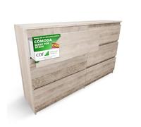 CDF Cómoda 6 Cajones Cajonera Dormitorios Comoda Moderna de Dormitorio Sinfonier Cómoda de Noche Armario de Almacenamiento, Mueble para Ropa - Placa laminada 16 mm Roble Sonoma 30x120x75 cm