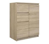 CDF Cómoda Compacta con 2 Puertas y 2 Cajones Mueble de Almacenaje Estrecho para Recibidor Dormitorio y Oficina 70 x 40 x 97 cm - Roble Sonoma