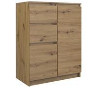CDF Cómoda Compacta con 2 Puertas y 2 Cajones Mueble de Almacenaje Estrecho para Recibidor Dormitorio y Oficina 70 x 40 x 97 cm - Roble Artesanal