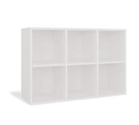 CDF Estantería con 6 compartimentos, cubos abiertos, para salón, estudio, 2 x 3, estantería escalonada, sistema de organización para libros, decoración, fotos, estudio, pasillo, color blanco, 30 x 90
