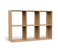 CDF Estantería de pie, estantería con cubos, 2 x 3 compartimentos, moderna estantería de oficina, archivador, almacenamiento, aparador, salón, 110 x 75 x 30 cm, roble Artisan