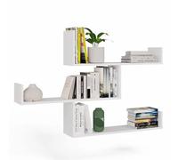 CDF Estantes de Pared Blancos Kobi Set de 3 - Estanterías Colgantes Modernas 80 cm - Baldas para Salón Oficina Dormitorio - Estante para Libros Decoración
