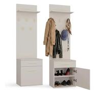 CDF Juego de Perchero Mueble Recibidor Zapatero de Entrada con y Panel 5 Ganchos Armario Entrada Conjunto de Armario/Perchero Mueble de entrad No es Necesario Hacer Agujeros Cachemira (Beige)