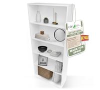 CDF Librería Estantería Abierta con Niveles Mueble para Oficina Sala de Estar Habitacion y Estudio Juvenil Comedor Dormitorio Estrecha Documentos Decoración Moderna Vertical -Blanco 80 cm