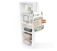 CDF Librería Estantería Abierta con Niveles Mueble para Oficina Sala de Estar Habitacion y Estudio Juvenil Comedor Dormitorio Estrecha Documentos Decoración Moderna Vertical -Blanco 50 cm