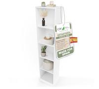 CDF Librería Estantería Abierta con Niveles Mueble para Oficina Sala de Estar Habitacion y Estudio Juvenil Comedor Dormitorio Estrecha Libros Documentos Decoración Moderna Vertical -Blanco 40 cm