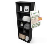 CDF Librería Estantería Abierta con Niveles Mueble para Oficina Sala de Estar Habitacion y Estudio Juvenil Comedor Dormitorio Estrecha Documentos Decoración Moderna Vertical -Negro 60 cm