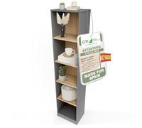 CDF Librería Estantería Abierta con Niveles Mueble para Oficina Sala de Estar Habitacion y Estudio Juvenil Comedor Dormitorio Estrecha Documentos Decoración Vertical -Antracita/Roble Artisan 40cm