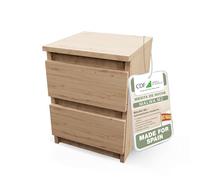 CDF Mesita de Noche Compacta con 2 Cajones Roble Artisan 30x30x40 cm | Tablero de Partículas Laminado, Frentes sin Tirador, Guías de Rodillos, para Dormitorio Salón Pasillo